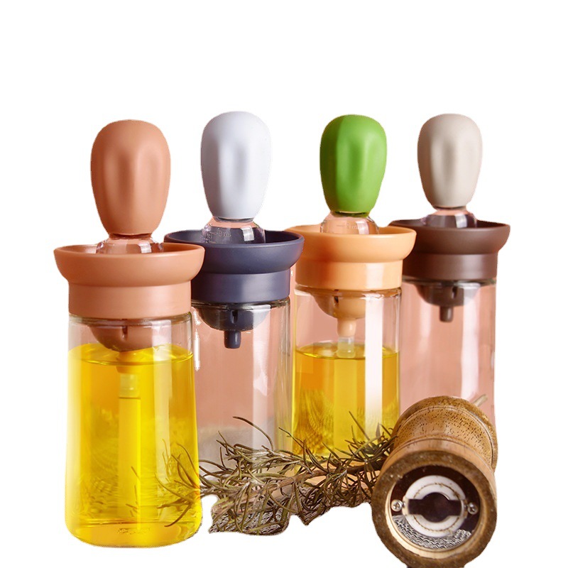 Oil Dispenser With Silicone Brush, Glass Olive Oil Bottle With Brush And  Dropper For Measuring Oil, Oil Storage