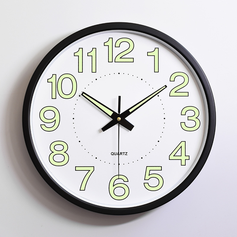 digital clock 12 inch metal frame luminous dial metal hands night glow wall clock good for home decoration .jpg