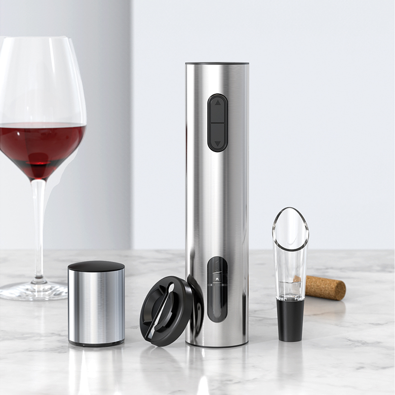 Electric Wine Opener, Rechargeable Automatic Corkscrew Cordless Wine Bottle Opener Set with Foil Cutter, Vacuum Stopper and Wine Aerator Pourer, Ideal