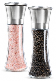 Custom Premium salt and pepper shakers Stainless Steel Glass Salt and Pepper Grinders Set