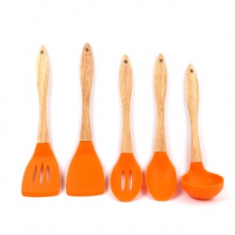 5 Piece Silicone Kitchen Utensils Set kitchen ladle turner Spatula Slotted Spoon