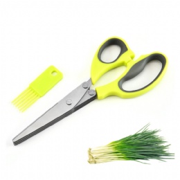 Herb Scissors Multipurpose Cutting Shears with 5 Stainless Steel Blades and Safety Cover