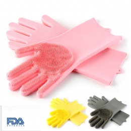 Silicone gloves Eco Friendly Heat Resistant Silicone Scrubber Brush Kitchen Cleaning Glove magic dishwashing gloves