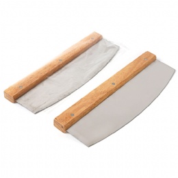 wooden handle half-round shape stainless steel professional kitchenaid pizza cutter