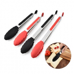 9 Inch 12 Inch Baking tools stainless steel kitchen tongs set silicone barbecue BBQ grill tongs
