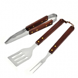 3-Piece Stainless Steel Tool Set bbq shovel fork tongs