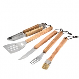 Stainless Steel BBQ Grill Tools Set Premium Barbecue Grilling Accessories with wood Handles