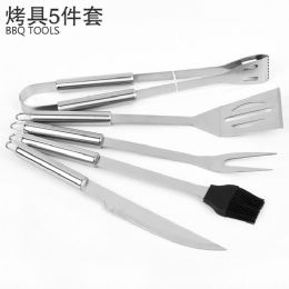 5 pieces stainless steel bbq set bbq grilling tool set with aluminum case