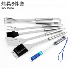 6 pcs barbecue accessories stainless steel handle bbq grill tools set