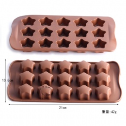 Amazon Hot Selling 15 Cavities Mini Stars 3d Silicone Chocolate Molds