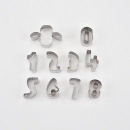 New Design 10pcs Number Shaped Stainless Steel Cookie Cutter Set Cake