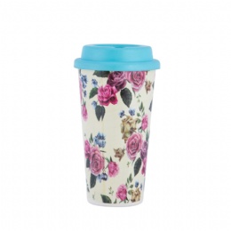 Eco-friendly bamboo fiber coffee cup with lid