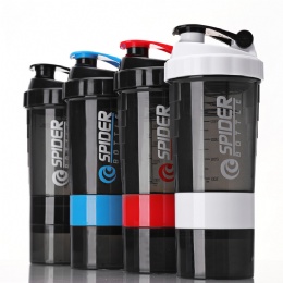 500ml water bottle Bpa Free Plastic Three Layers spider Protein shake custom logo Mixer Shaker Bottle