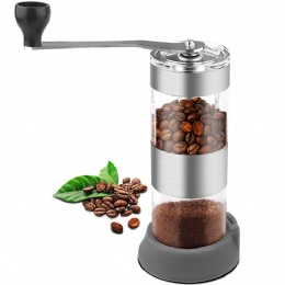 Manual Coffee Grinder Conical Burr Mill Adjustable Setting Portable Hand Crank Coffee Grinder