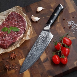 8 inch professional steel kitchen chef damascus hunting knife