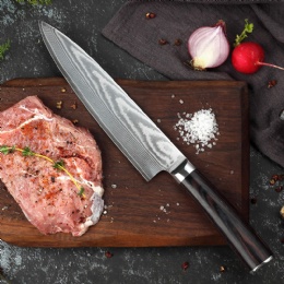 damascus kitchen knife Custom Stainless steel chef knife Hammered Damascus chef knife