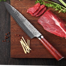 Damascus Laser Pattern Kitchen Knife Wooden Handle 8 Inch Chef Knife