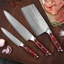 3pcs Damascus kitchen Knife Set Stainless steel kitchen chef knife set