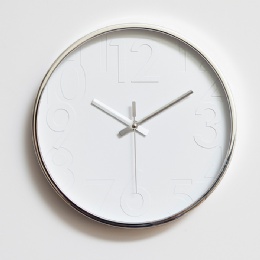 digital clock Custom modern plastic decorative 12 inch silver frame simple quartz digital wall clock