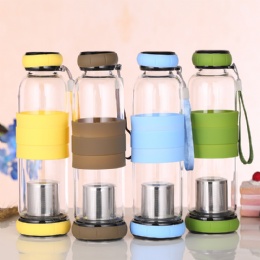 glass travel mug 500ml big capacity hiking water bottle clear cups with lids