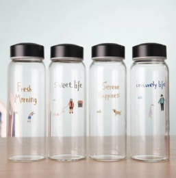 life water bottle 450ml reusing plastic cap glass water bottles