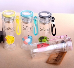 glass infuser water bottle custom double wall glass thermal cups with filter