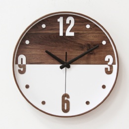 digital clock Arabic Numeral Design Rustic Wooden Decorative Round Wall Clock
