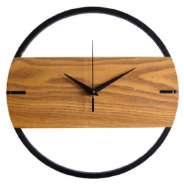 digital clock Round Modern black Wall Wooden Clock