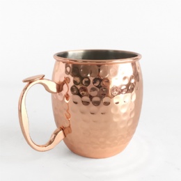 China supplier 304 stainless steel hammer copper plating rose gold moscow mule milk coffee mug cup