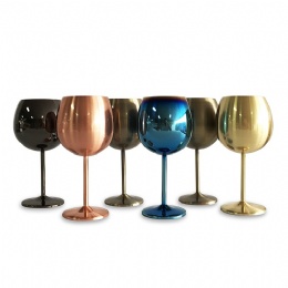 Red Wine Goblets Brushed Stainless Steel Champagne Cup single wall beer cup 10oz stem tumbler