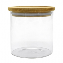 round large borosilicate Kitchen Canisters glass food storage bottle stackable glass storage jars with bamboo lid