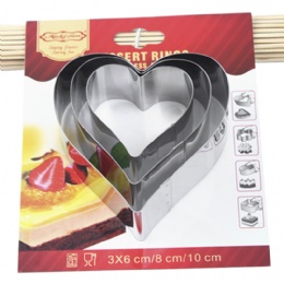 kitchen gadgets Baking tools 3pcs heart shaped stainless steel biscuit cookie cutter set