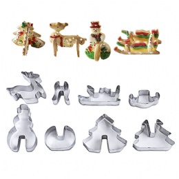 kitchen gadgets Christmas 3D Type Cracker Cookie Mold Stainless Steel Cookie Cutter Set of 8 Biscuit Cutters Candy Making Mold