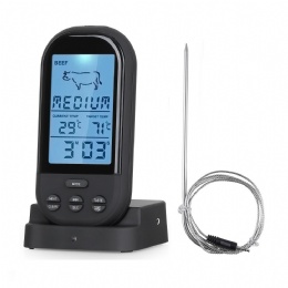 Wireless Waterproof Barbecue Thermometer Digital Cooking Meat Food Oven Baking Timer Function Thermometer