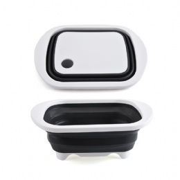 kitchen gadgets Multi-function 2 In 1 Cutting Board With Tray Kitchen Chopping Board Tool Foldable Folding Drain Basket