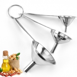 kitchen gadgets Set of 3 Stainless Steel Kitchen Funnel with Handy Handle for Filling Bottles