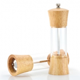 New Design novelty Acrylic Grinder Acacia Wood 6inch Salt and Pepper Mill wooden Pepper Grinders