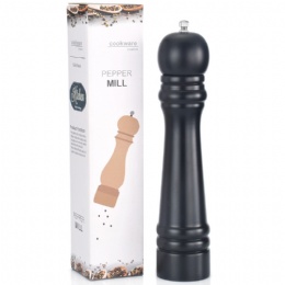 Black Pepper Mill Grinder Refillable 10 Inch Wood Pepper Mills with Adjustable Stainless Steel Precision Mechanism Suitable for Home