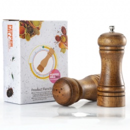 8 inches Pack of 2 Wood Salt and Pepper Mill Set Pepper Grinders Salt Shakers with Adjustable Ceramic Rotor
