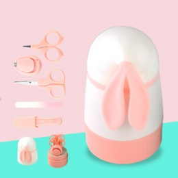 Amazon hot cartoon rabbit 5ps kids nail perfect Manicure Set Nail Clippers Pedicure Kit