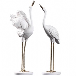 Animal Figurines Resin Crane Ornament Standing Bird Desktop White Crane Ornament Home Office Decoration