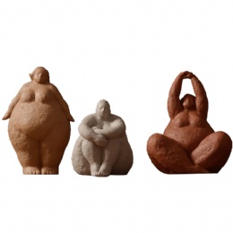 Fat Lady Figurines Yoga Decor Woman Sculpture Yoga Figurine Creative Woman Ornament Vintage Home Decoration Room Table Craft Gifts