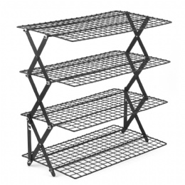 4-Tier Collapsible Cooling Rack and Baking Cooling Rack Outdoor Foldable Camping Iron Shelf Picnic Rack
