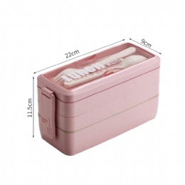 2 Layer Leak-proof Wheat Straw Bento Lunch Box with Utensils BPA Free Meal Prep Lunch Containers Microwave Dishwasher Safe Bento Boxes