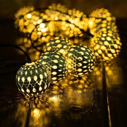 Metal Led Moroccan Metal Ball Christmas Led Christmas Tree Battery Operated String Home Decor Light For Decoration