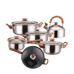 Best Selling Stainless Steel Cookware Set 12pcs Double Layer Cooking Pot Set soup and milk pots With lids