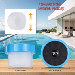 Private Model Solar Pool Disinfection Box with Temperature Display LED Light Emission Floating Automatic Drug Dispenser
